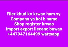 filer/import export liecenc/shop aur company register