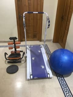 Tread mill, cardio ball, belly excercise ,round circle