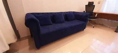 Luxury Custom Build Velvet Blue Sofa Set