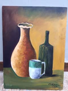 simple and attractive oil pianting of vase