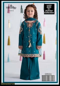 3 piece girls lawn embroidered unstitched suit