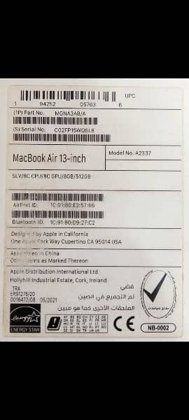 MacBook Air M1 2020 8GB 512GB 13" Silver Color with Box MGNA3 18