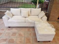 Sofa Set! Modern Living Room Furniture L Shape Sofa with Ottoman