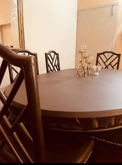PURE WOOD USED DINING TABLE WITH SIX CHAIRS