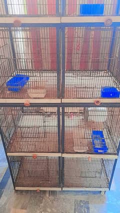 8 BOXES (4+4) WITH WHEEL IRON CAGE FOR SALE IN VERY GOOD CONDITION