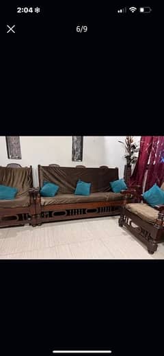 Old wood sofa set 0