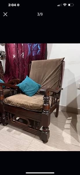 Old wood sofa set 3