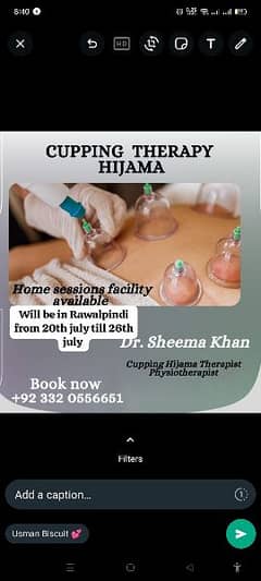 cupping therapy hijama session.