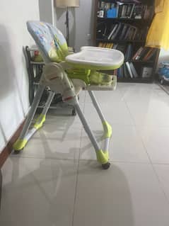 Adjustable baby high chair with wheels ,     Removable tray 0