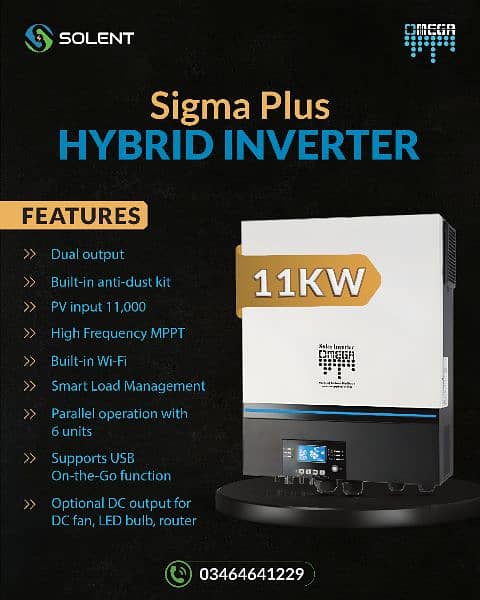 11KW Hybrid Solar Inverter | Single Phase | Omega Power 1