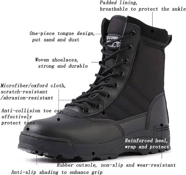 New Black Army, Police, Military Lond Swat Shoes available in Quantity 2