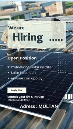 We are hiring for Solar Instalation