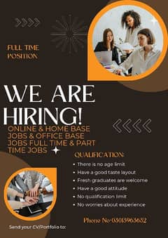 online, office base, Home base, part-time and full-time jobs