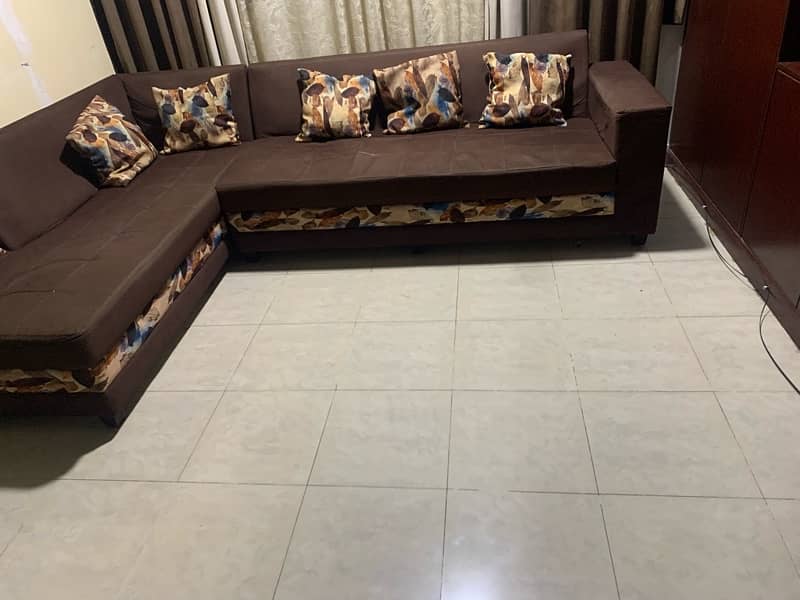 l shape  briwn sofa set 2