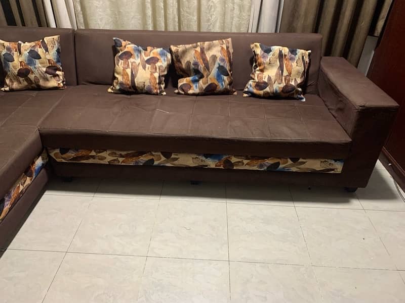 l shape  briwn sofa set 5