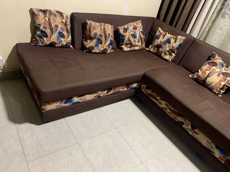 l shape  briwn sofa set 6