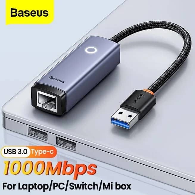 Baseus Lite Series Ethernet Adapter USB / Type C to RJ45 LAN Port Giga 0