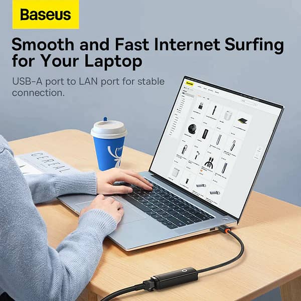 Baseus Lite Series Ethernet Adapter USB / Type C to RJ45 LAN Port Giga 14