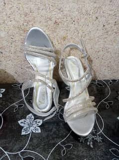 silver high heels