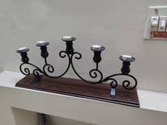 candle stand ( wooden and wrought iron)