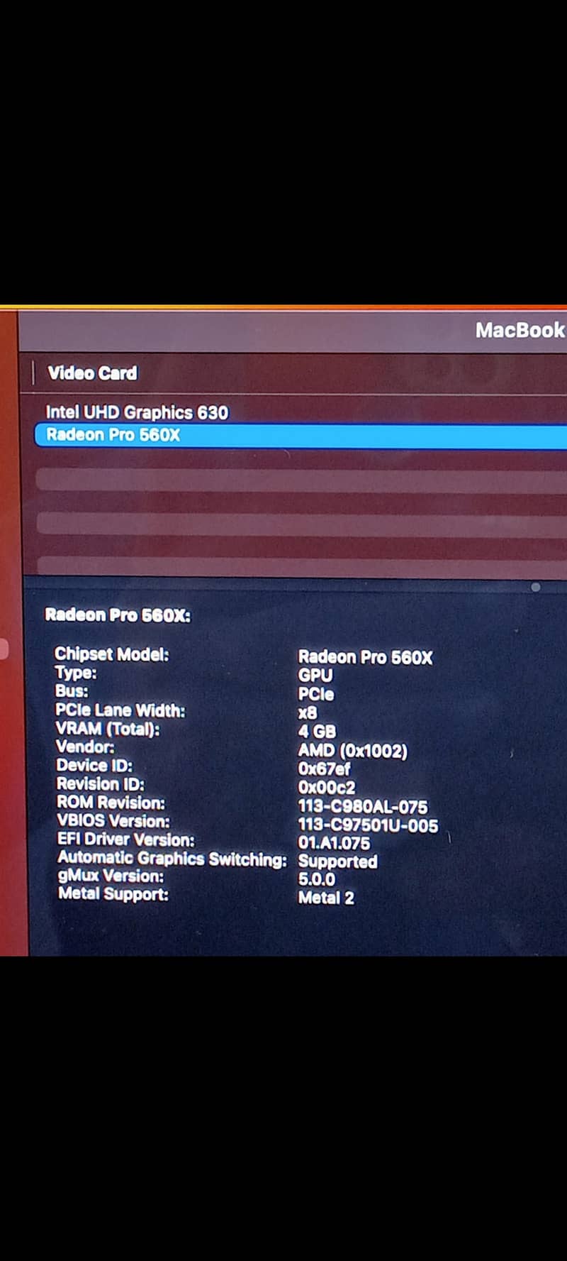 MacBook Pro 2018 & 2019 15" Display with 4GB Graphics 2