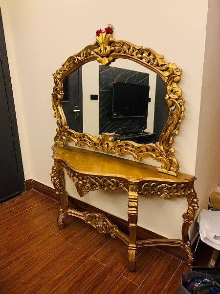 Chinioti 5ft Console & Mirror with Gold Leafing 0