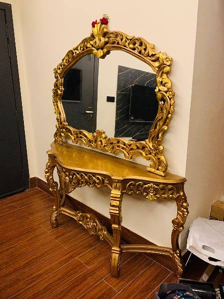 Chinioti 5ft Console & Mirror with Gold Leafing 1