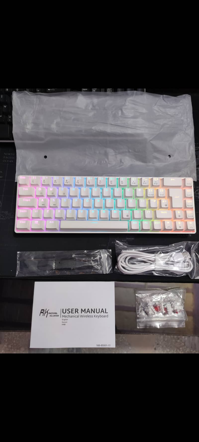 NewLike Royal Kludge 68 White Mechanical ARGB Gaming Keyboard RK68 TKL 7