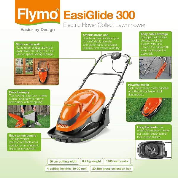 Flymo EasiGlide 300 Hover Collect Lawn Mower grass cutter uk import 1