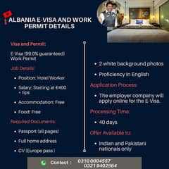 JOB OFFER ALBANIA E- VISA AND WORK PERMIT