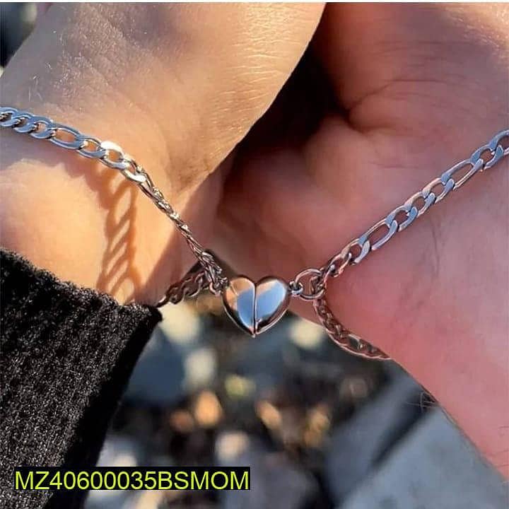 2 Pcs Magnet Heart Design Couple's Bracelet 0