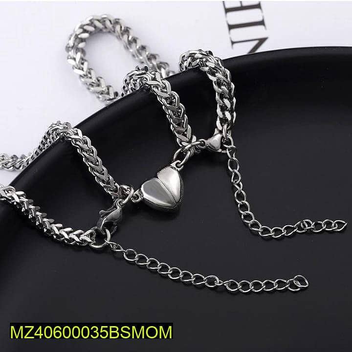 2 Pcs Magnet Heart Design Couple's Bracelet 2