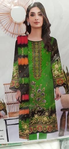 embroiderd lawn 3 pcs suit with chiffon dupatta