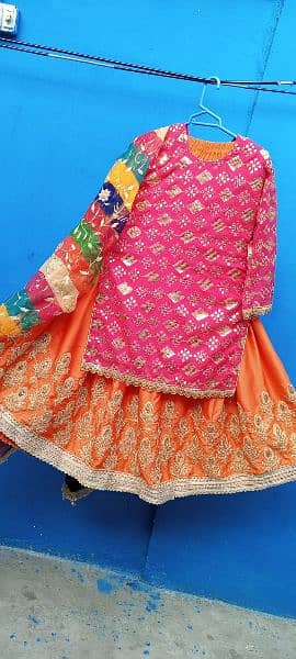 Silk Embroidery Lengha & Shiffon Dupatta 0