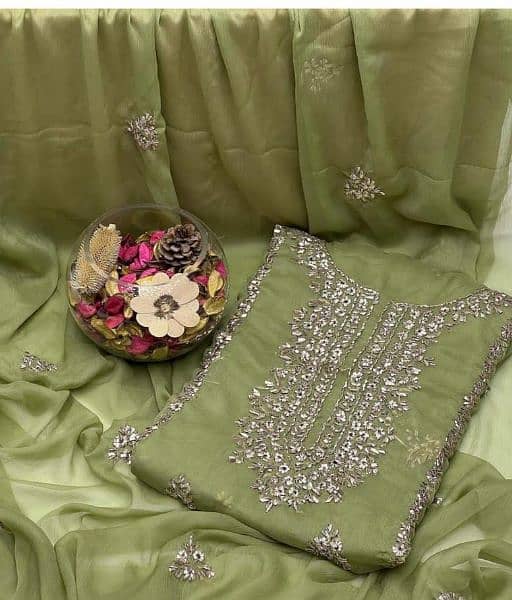 2pc women's unstitched chiffon gota work multani suit 6