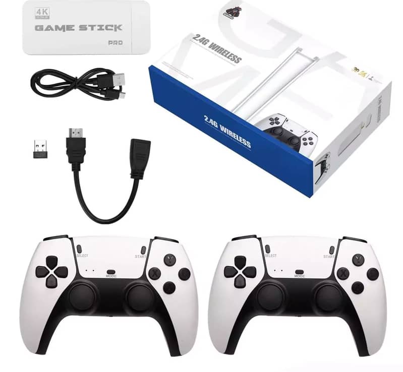 M15 Game Stick 4K Console 64GB with Dual 2.4G Wireless Controllers – 2 1