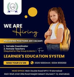 Female Coordinator & Female Teachers Required