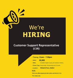 Job for Customer Support Representative (CSR) (Not for V. A)