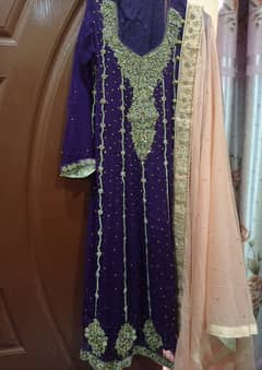 Embroidered long maxi with embroidered duppta