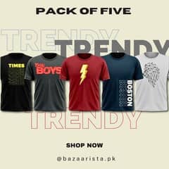 Pack of 05-Men's Printed T-Shirts