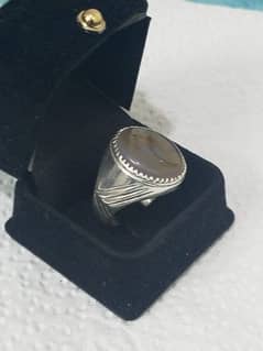 Silver ring Aqeeq size 9