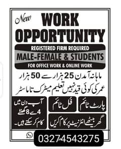 staff required online work male and females