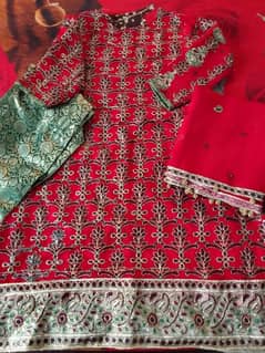 Red frock with banarsi trouser only 1 time used