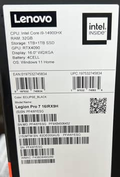 Lenovo Legion 7 Pro Core i9 14th Gen (32Gb/01Tb) RTX 4090 BOX Packed