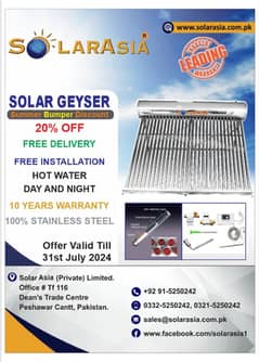 : "Solar Asia's Stainless Steel Geyser: 20% Off , 10-Year Warranty