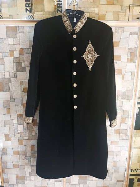 Groom Sherwani Black with Qulla 2