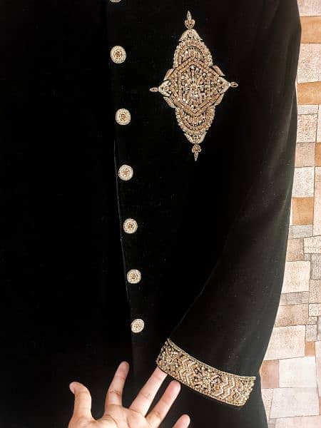 Groom Sherwani Black with Qulla 3