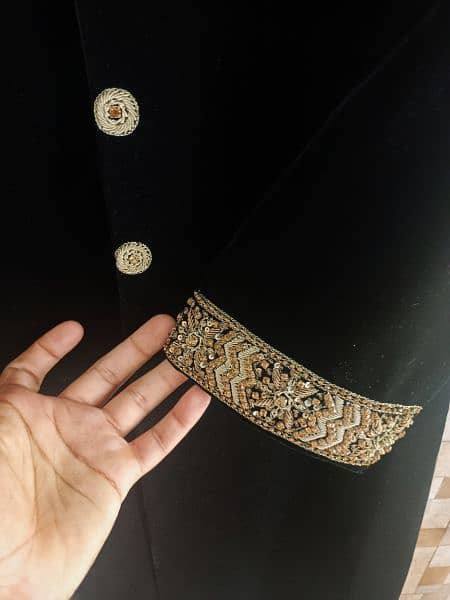 Groom Sherwani Black with Qulla 4