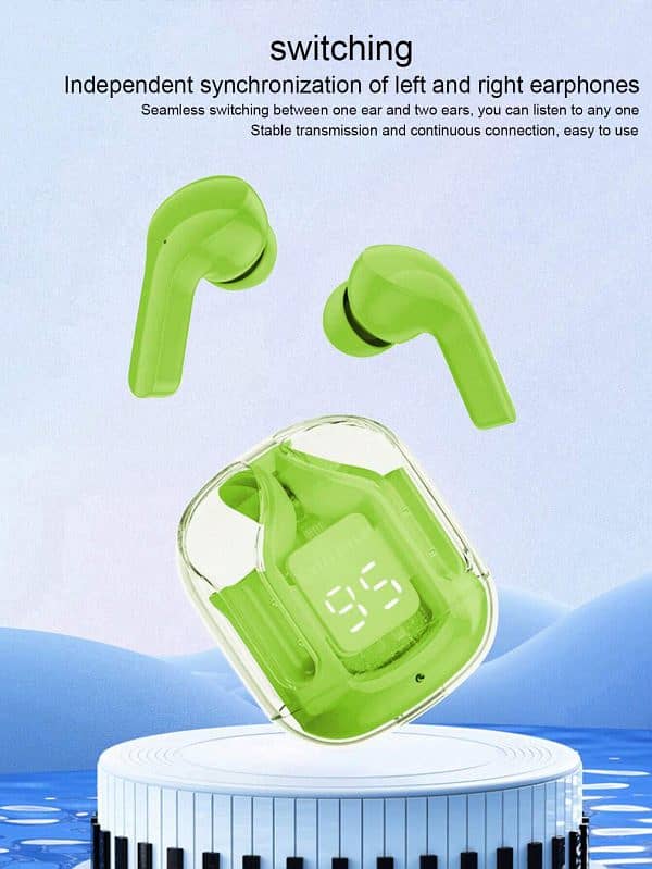 Air31 Wireless Earbuds - Crystal Clear Design with Silicone Pouch 0