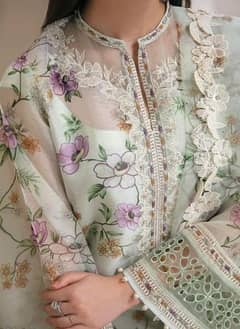 New 3 piece cotton net Embroidery dress